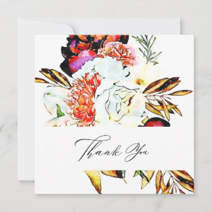 *~* AR15 Flower - QR PHOTO Elegant Artsy Wedding Thank You Card