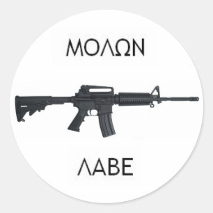 AR15 Molon Labe stcker Classic Round Sticker