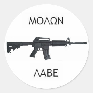 AR15 Molon Labe stcker Classic Round Sticker