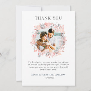 *~* AR16 Watercolor Elegant Trendy Wedding  Thank  You Card