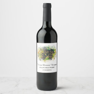 *~* AR21 Winery Wine Cellar Grape Cluster Vineyard Label