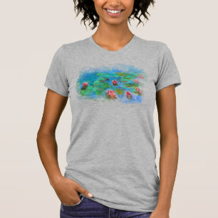 ** AR23 Monet Lily Pads Pond Angel Cherub Grey T-Shirt