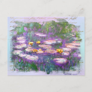 ** AR23 Monet Lily Pads Pond Old Handwriting Postc Postcard