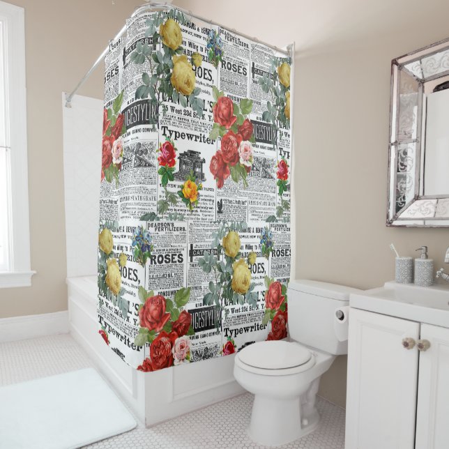 * AR23 Roses Floral Flower Vintage Newsprint (In Situ)