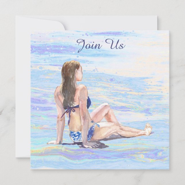 *~* AR29 Woman Beach Generic DIY ANY EVENT Party Invitation (Front)