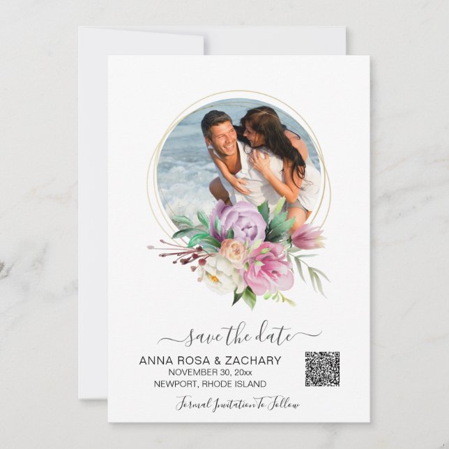 *~* AR6 Floral - Wedding Website  QR Save The Date (Front)