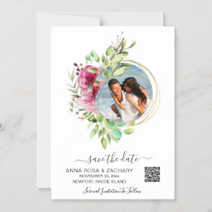 *~* AR6 WEDDING SAVE the DATE QR Floral - Website  Magnetic Invitation