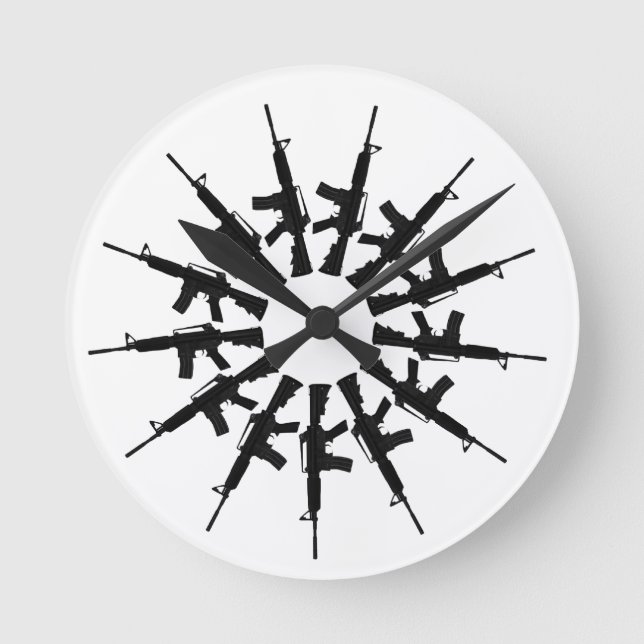 AR-15 Gun Weapons Kaleidoscope Design Round Clock (Front)