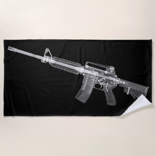 AR-15 Rifle Firearm Real X-ray Military AR15 Beach Towel