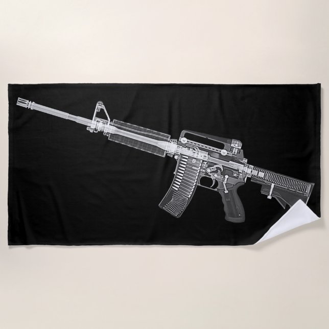 AR-15 Rifle Firearm Real X-ray Military AR15 Beach Towel (Front)