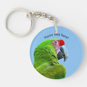 Ara Militaris Green Parrot Keychain