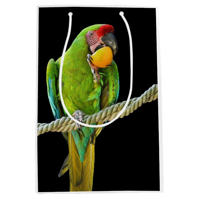 Ara Militaris Green Parrot Medium Gift Bag (Front)