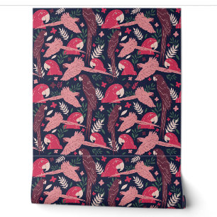 Ara Parrot Bird Tropical Pattern Wallpaper