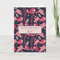 Ara Parrot Pink Tropical Leave Pattern Birthday