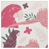 Ara Parrot Red Pink Tropical Pattern on White