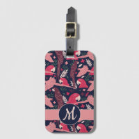 Ara Parrot Red Tropical Leave Pattern Monogram