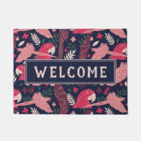 Ara Parrot Red Tropical Pattern Welcome
