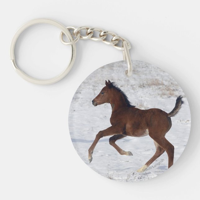 Arab Foal in the Snow Keychain (Front)
