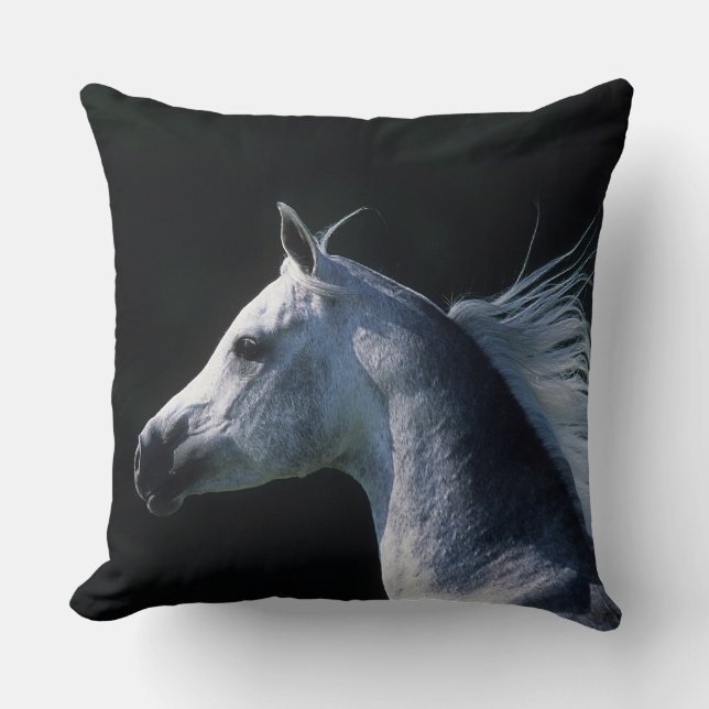 Arab Horse Headshot 2 Throw Pillow (Front)