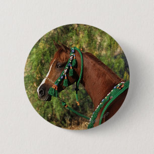 Arab Horse Headshot with Bridle 2 Inch Round Button