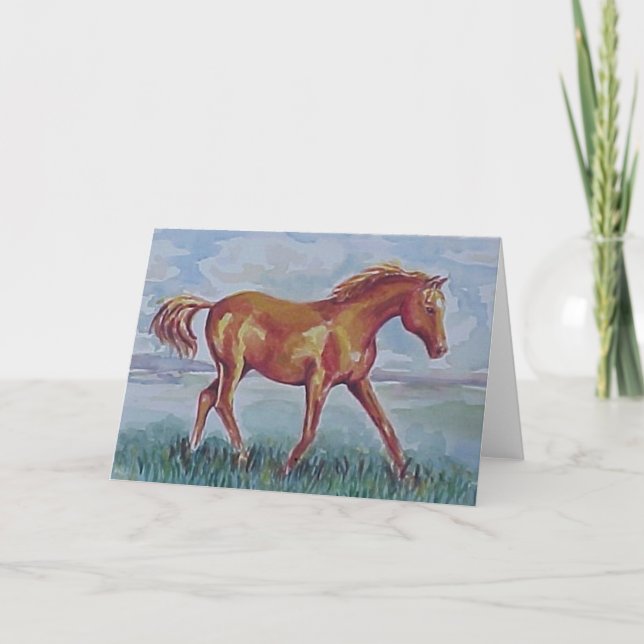Arab Horse Watercolour Blank Card (Front)