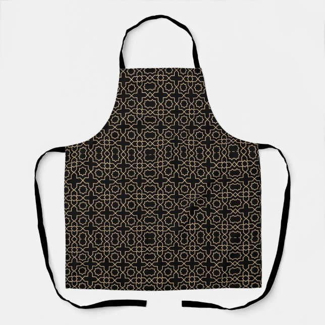 Arab islamic black gold pattern apron (Front)
