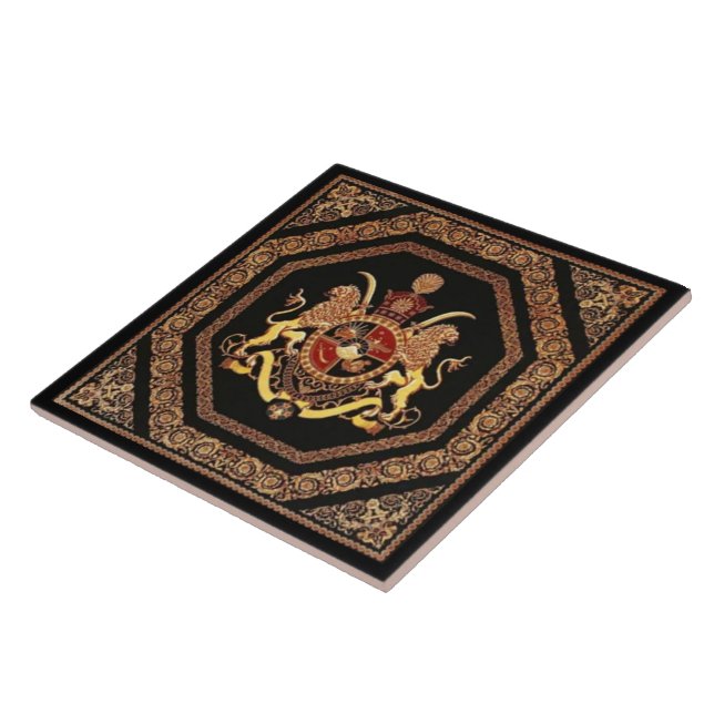 Arab Islamic Coat of Arms Black Ceramic Tile (Side)