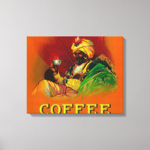 Arab Man Coffee Label Canvas Print
