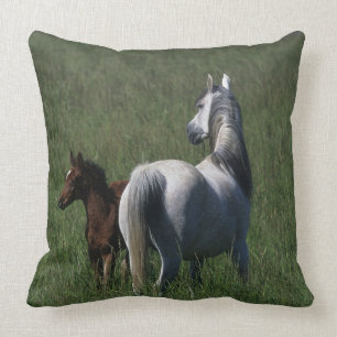 Arab Mare & Foal Throw Pillow