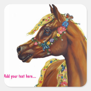 Arab with flowers square sticker
