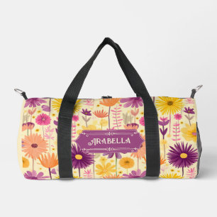 Arabella Cascading Modern Floral Pattern Duffle Bag
