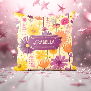 Arabella Cascading Modern Floral Pattern Throw Pillow
