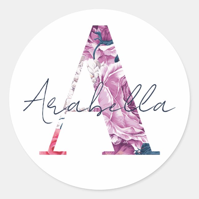 Arabella Nom Autocollant Personnalisé Filles Étiqu (Devant)