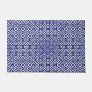Arabesque Arab Middle Eastern Blue Tile Arab Tile Doormat