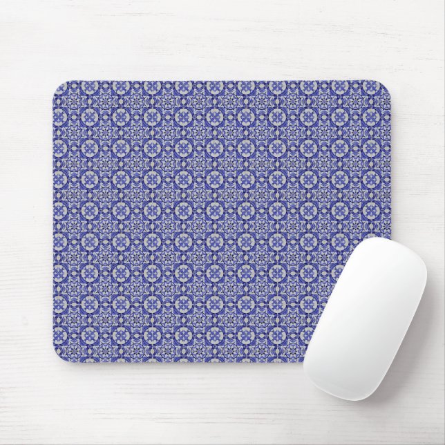 Arabesque Arab Middle Eastern Blue Tile Pattern  Mouse Pad (With Mouse)