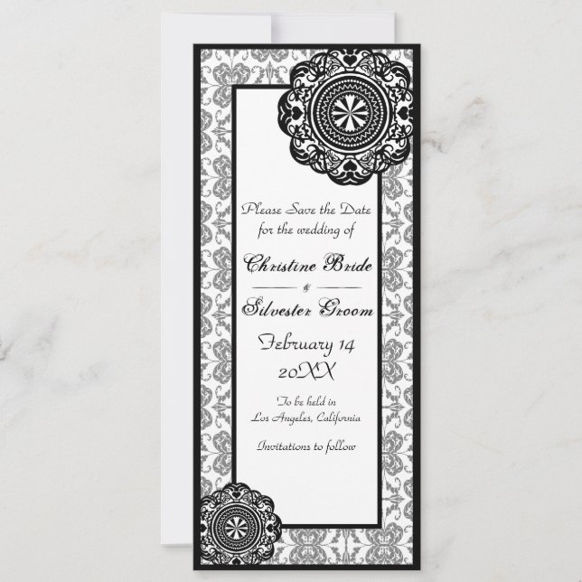 Arabesque Black Lace,  4x9.25 save the date (Front)