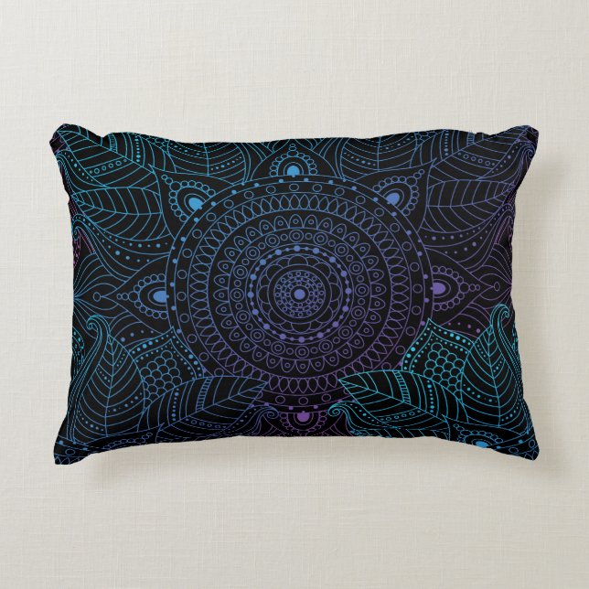 Arabesque Bliss: Oriental Mandala Magic Accent Pillow (Front)