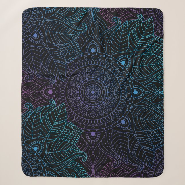 Arabesque Bliss: Oriental Mandala Magic Sherpa Blanket (Front)