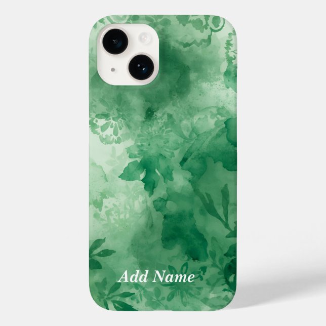 Arabesque Botanical Phone Case – Green Watercolor  (Back)