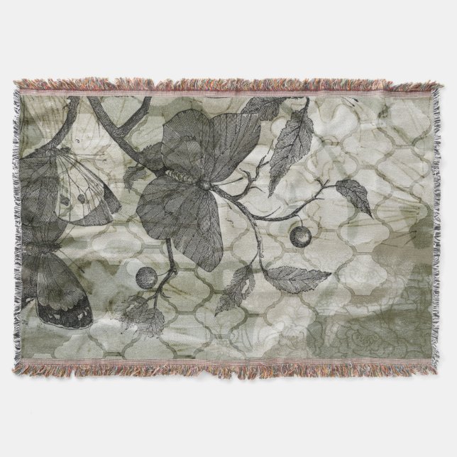 Arabesque Butterflies I Throw Blanket (Front)