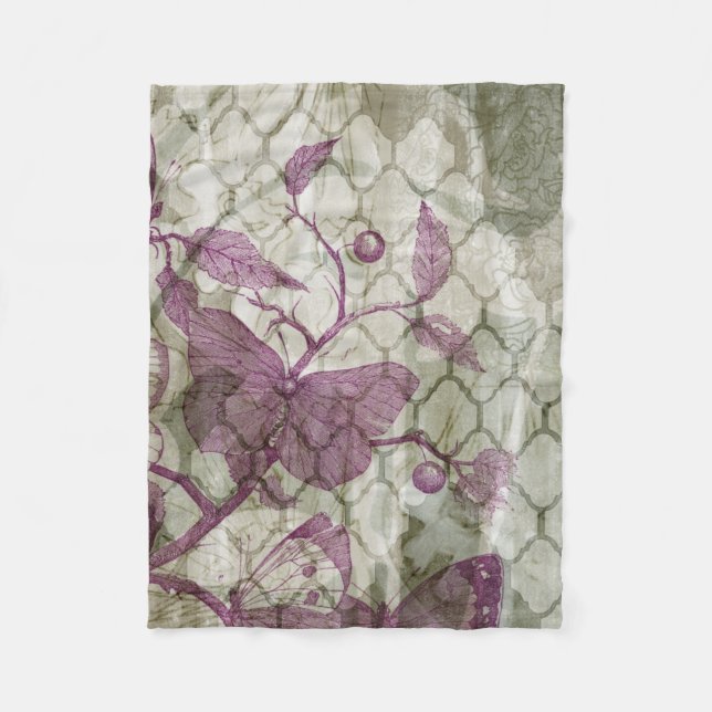 Arabesque Butterflies III Fleece Blanket (Front)