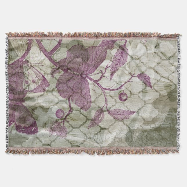 Arabesque Butterflies III Throw Blanket (Front)