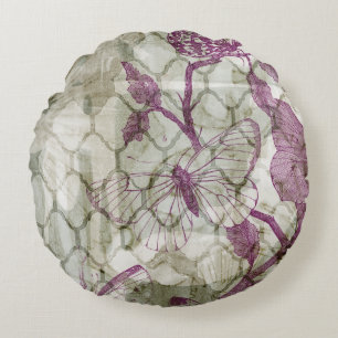 Arabesque Butterflies IV Round Pillow