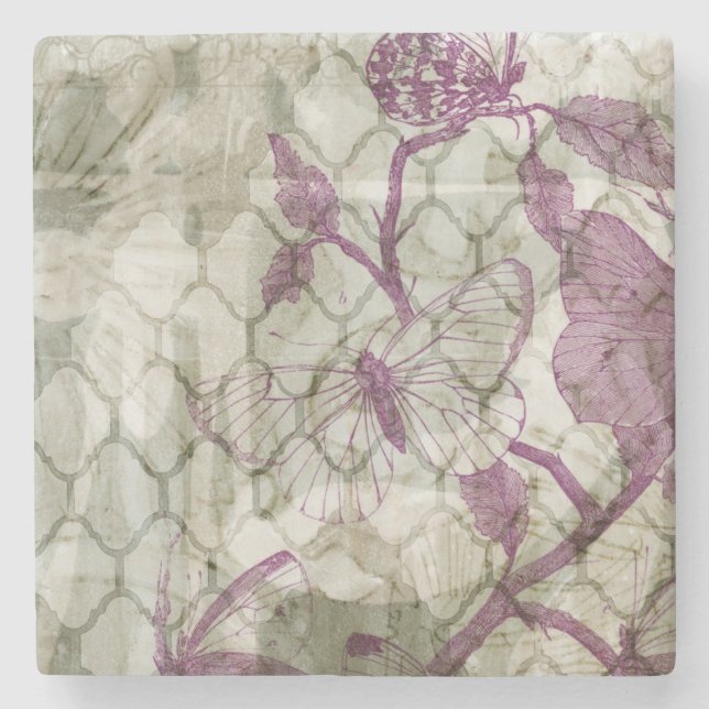 Arabesque Butterflies IV Stone Coaster (Front)