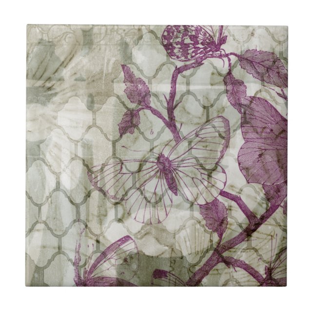 Arabesque Butterflies IV Tile (Front)
