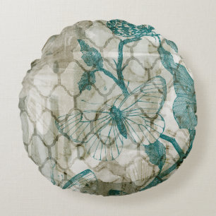 Arabesque Butterflies VI Round Pillow