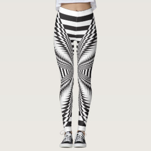 arabesque butterfly abstract black on white leggings