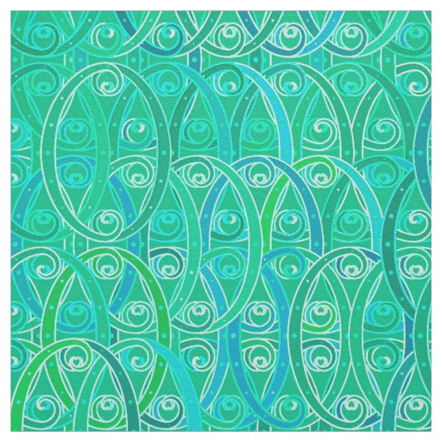 Arabesque damask - aqua and turquoise fabric (Swatch)