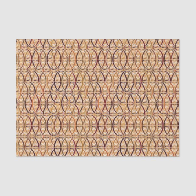 Arabesque damask - brown and camel tan tissue paper (Front)