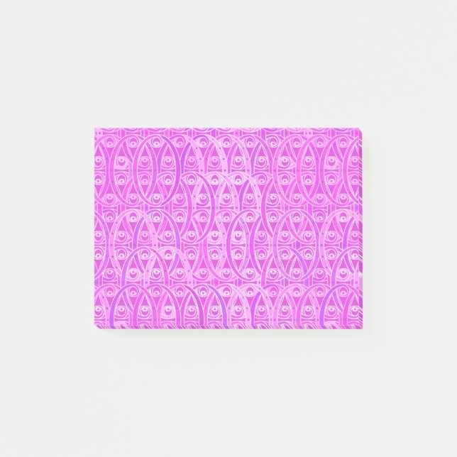 Arabesque damask - lavender and orchid post-it notes (Front)